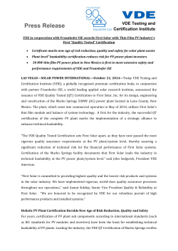 Press Release  VDE Testing and Certification Institute