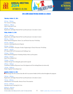 2014 AABB Annual Meeting Schedule at a Glance