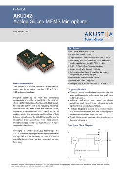 AKU142 Analog Silicon MEMS Microphone Key Features