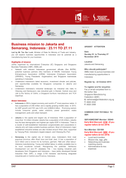 Business mission to Jakarta and Semarang, Indonesia : 23.11 TO 27.11