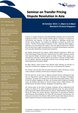 Seminar on Transfer Pricing Dispute Resolution in Asia Mandarin Orchard Singapore