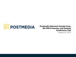 Postmedia Network Canada Corp. Q4 F2014 Investor and Analyst Conference Call