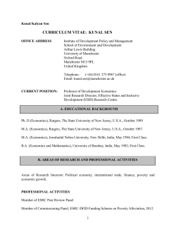 CURRICULUM VITAE:  KUNAL SEN