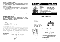 St Joseph&rsquo;s Newsletter Parish