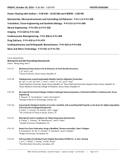 FRIDAY, October 24, 2014 - POSTER SESSIONS