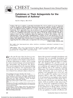 Cytokines or Their Antagonists for the Treatment of Asthma*