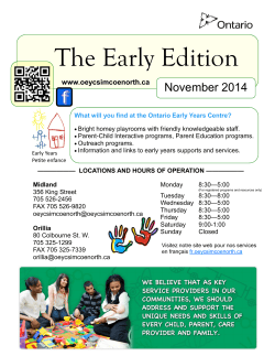 The Early Edition November 2014 www.oeycsimcoenorth.ca