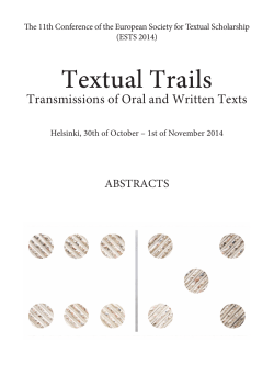 Textual Trails Transmissions of Oral and Written Texts