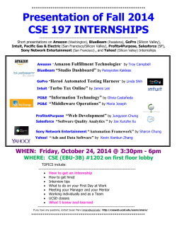 Presentation of Fall 2014 CSE 197 INTERNSHIPS