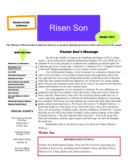 Risen Son Resurrection Lutheran October 2014