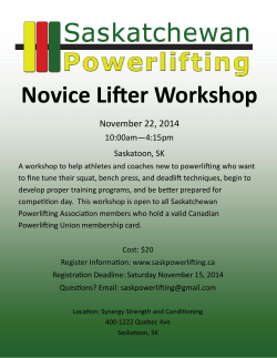 Novice Li er Workshop November 22, 2014   10:00am—4:15pm 