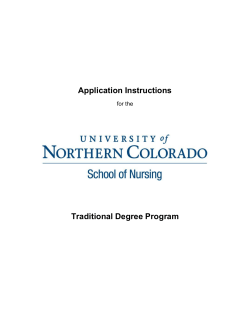 Application Instructions  Traditional Degree Program for the