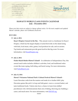 HAWAI‘I’S WORLD CLASS EVENTS CALENDAR July December 2014