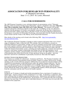 ASSOCIATION FOR RESEARCH IN PERSONALITY  4 Biennial Convention