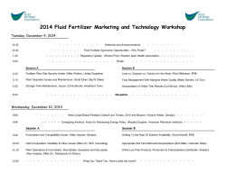 2014 Fluid Fertilizer Marketing and Technology Workshop Tuesday, December 9, 2014