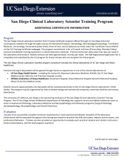 San Diego Clinical Laboratory Scientist Training Program ADDITIONAL CERTIFICATE INFORMATION Program