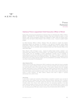 Press Release Gianluca Flore is appointed Chief Executive Officer of Brioni