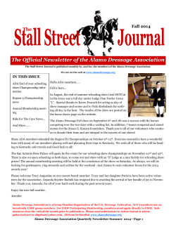 Journal Stall Street The Official Newsletter of the Alamo Dressage Association