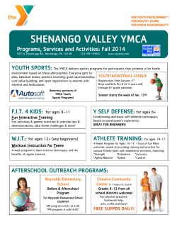 SHENANGO VALLEY YMCA Programs, Services and Activities: Fall 2014 YOUTH SPORTS: