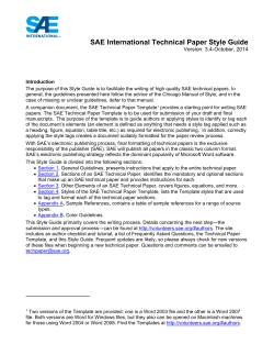 SAE International Technical Paper Style Guide  Version: 3.4-October, 2014