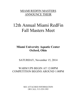 12th Annual Miami RedFin Fall Masters Meet MIAMI REDFIN MASTERS ANNOUNCE THEIR