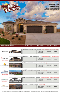 Inventory Book October 2014 Model Leasebacks &amp; Move-In Ready Homes