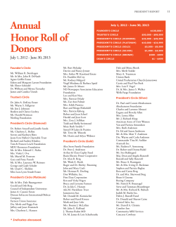 Annual Honor Roll of 11 July 1, 2012 - June 30, 2013