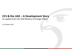 CCS &amp; the UAE – A Development Story  21 October 2014