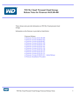 WD My Cloud Personal Cloud Storage Release Notes for Firmware 04.01.00-408