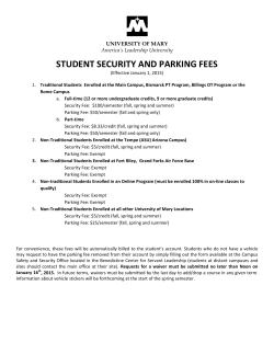   STUDENT SECURITY AND PARKING FEES   UNIVERSITY OF MARY America’s Leadership University