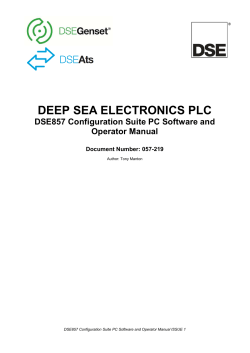 DEEP SEA ELECTRONICS PLC DSE857 Configuration Suite PC Software and Operator Manual