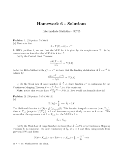 Homework 6 - Solutions Intermediate Statistics - 36705