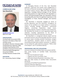 SUMMARY As Managing Director of the Firm, Sam Rosenfarb