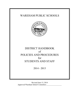 WAREHAM PUBLIC SCHOOLS DISTRICT HANDBOOK of