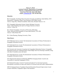 Xinyue Ye, Ph.D. Assistant Professor, Department of Geography
