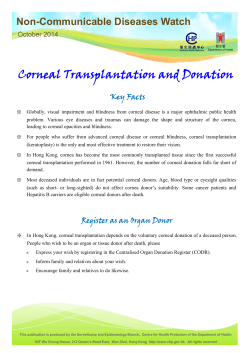 Corneal Transplantation and Donation Non-Communicable Diseases Watch Key Facts