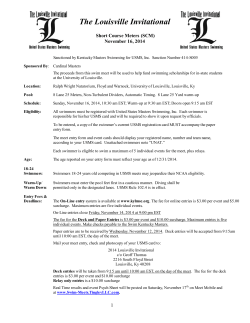 The Louisville Invitational Short Course Meters (SCM) November 16, 2014