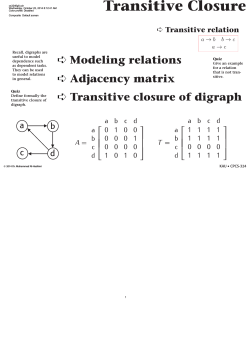 Transitive Closure ➪ Modeling relations Transitive relation