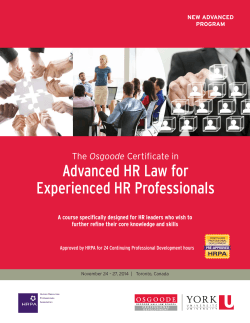 Advanced HR Law for Experienced HR Professionals Osgoode