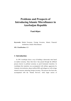 Problems and Prospects of Introducing Islamic Microfinance in Azerbaijan Republic 1- Introduction