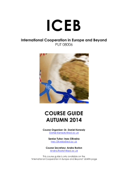COURSE GUIDE AUTUMN 2014 International Cooperation in Europe and Beyond