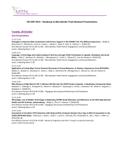 HIV R4P 2014 – Roadmap to Microbicide Trials Network Presentations Tuesday