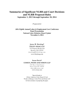 Summaries of Significant NLRB and Court Decisions and NLRB Proposed Rules