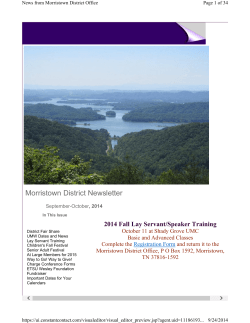 Morristown District Newsletter 2014 Fall Lay Servant/Speaker Training