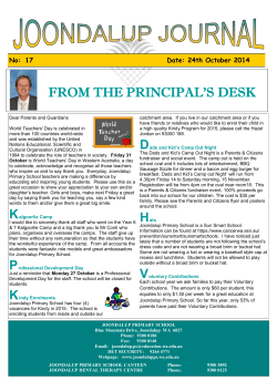 FROM THE PRINCIPAL’S DESK  No:  17 Date: 24th October 2014
