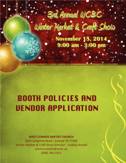 3rd Annual WCBC  Winter Market &amp; Craft Show BOOTH POLICIES AND