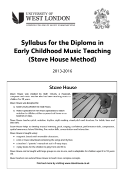 Syllabus for the Diploma in Early Childhood Music Teaching (Stave House Method)
