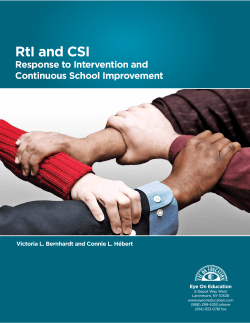 RtI and CSI Response to Intervention and Continuous School Improvement