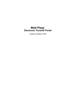 Watt Plaza Electronic Tenant® Portal Created on October 27, 2014