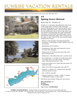 #5 Spring Grove Retreat Rents May 29 - October 23